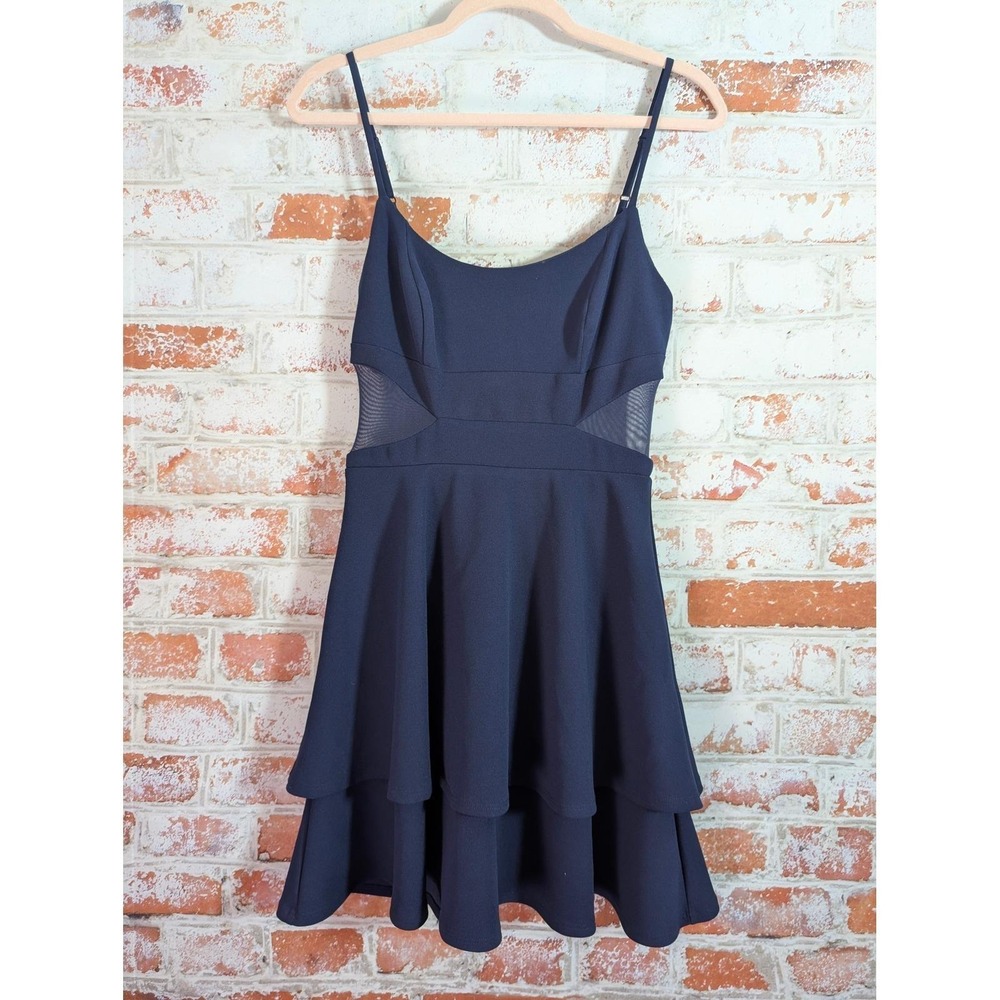 MeshB. Darlin Fit & Flare Dress Womens 9/10 Navy Y2K Vtg Party Mesh